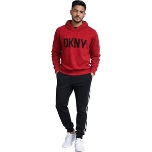 DKNY Red Hoodie and Black Joggers Set